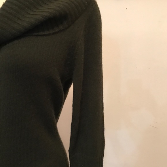 Olive Green Cowl Neck 3 quarter Sleeves Knit Dress - Picture 5 of 8